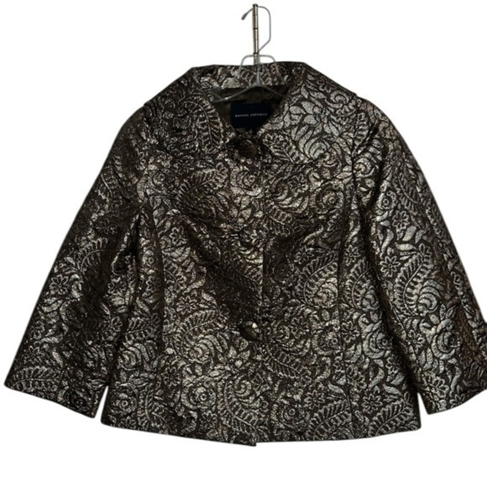 Banana Republic Gold Silk Blend Brocade Jacket Size Small